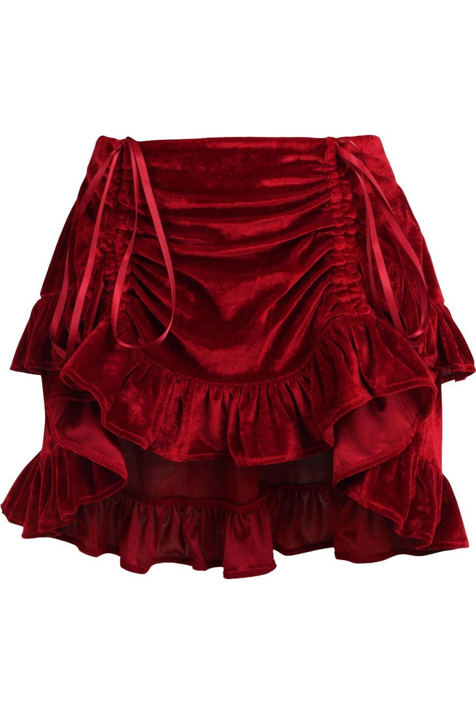 Daisy Corsets Dark Red Velvet Ruched Bustle Skirt