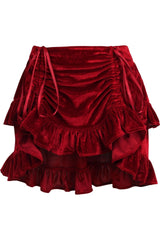 Daisy Corsets Dark Red Velvet Ruched Bustle Skirt