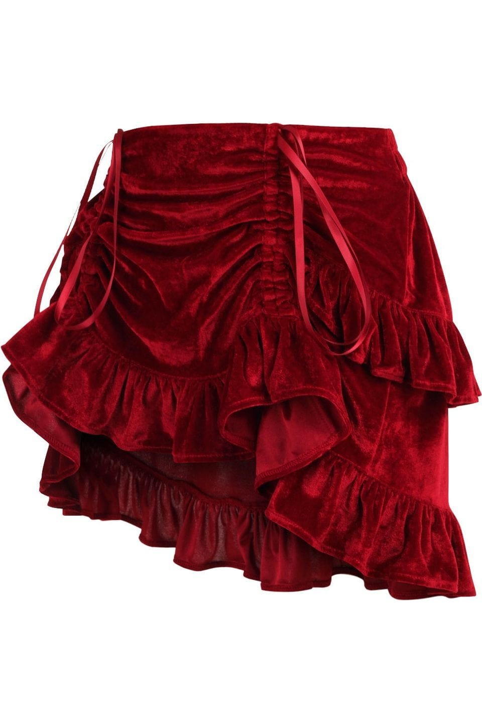 Daisy Corsets Dark Red Velvet Ruched Bustle Skirt - Daisy Corsets