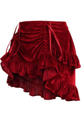 Daisy Corsets Dark Red Velvet Ruched Bustle Skirt