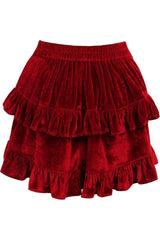 Daisy Corsets Dark Red Velvet Ruched Bustle Skirt