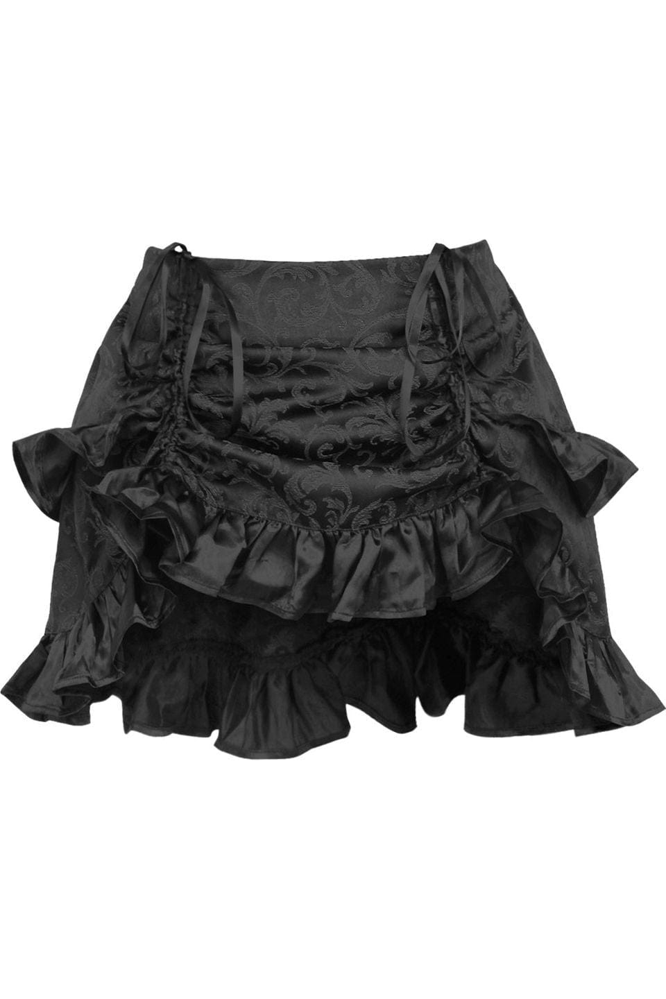 Daisy Corsets Black Brocade Ruched Bustle Skirt - Daisy Corsets