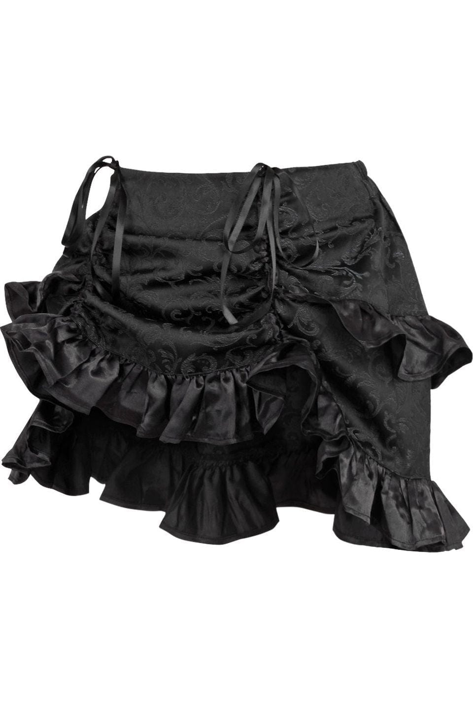 Daisy Corsets Black Brocade Ruched Bustle Skirt - Daisy Corsets