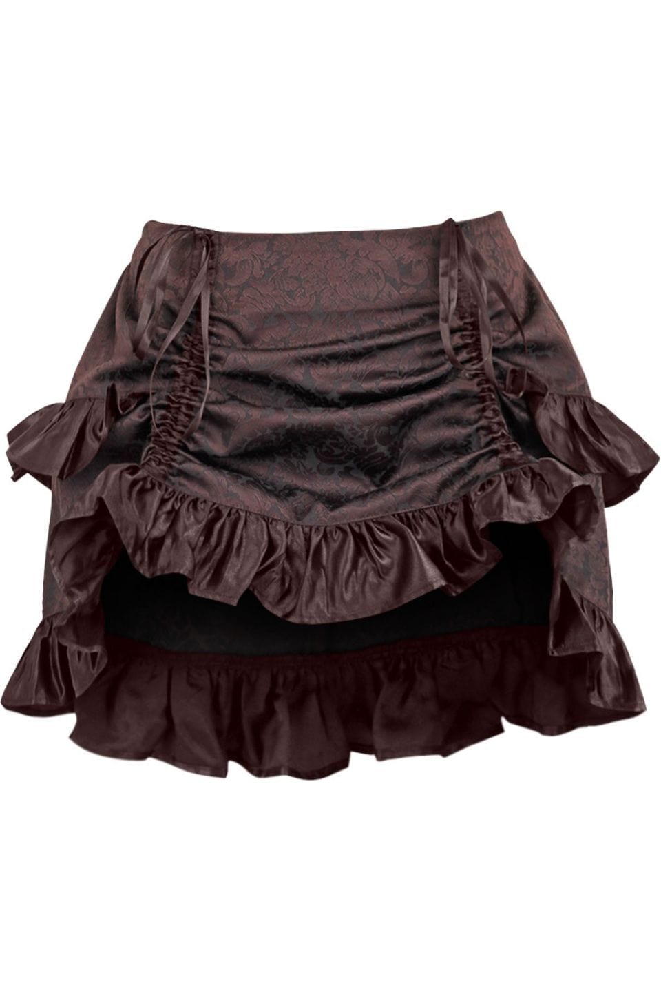 Daisy Corsets Brown Brocade Ruched Bustle Skirt - Daisy Corsets