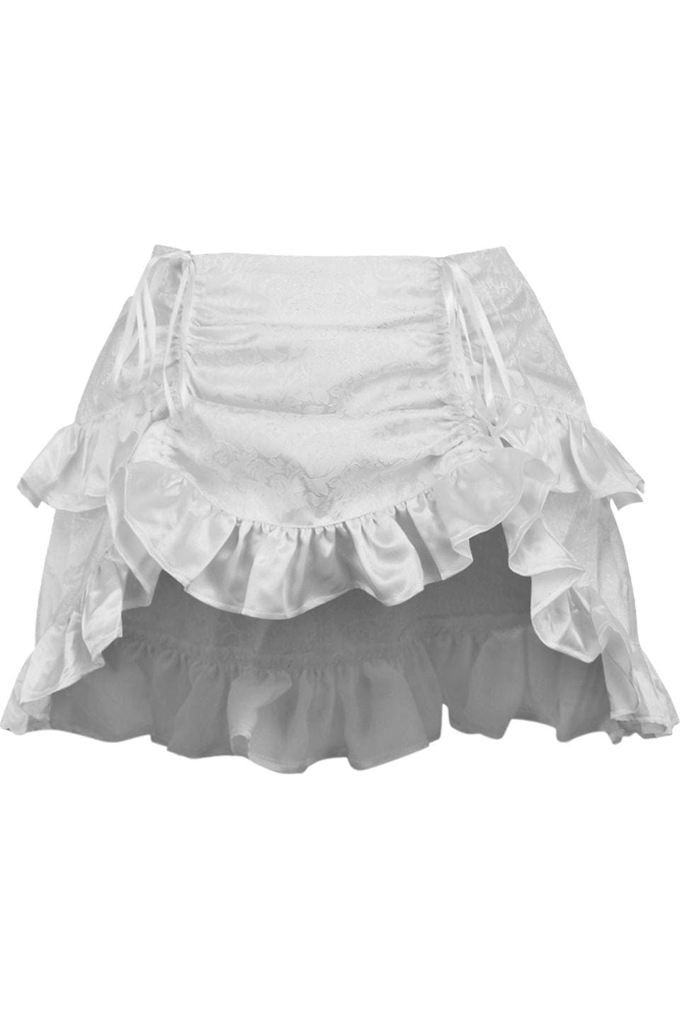 Daisy Corsets White Brocade Ruched Bustle Skirt - Daisy Corsets