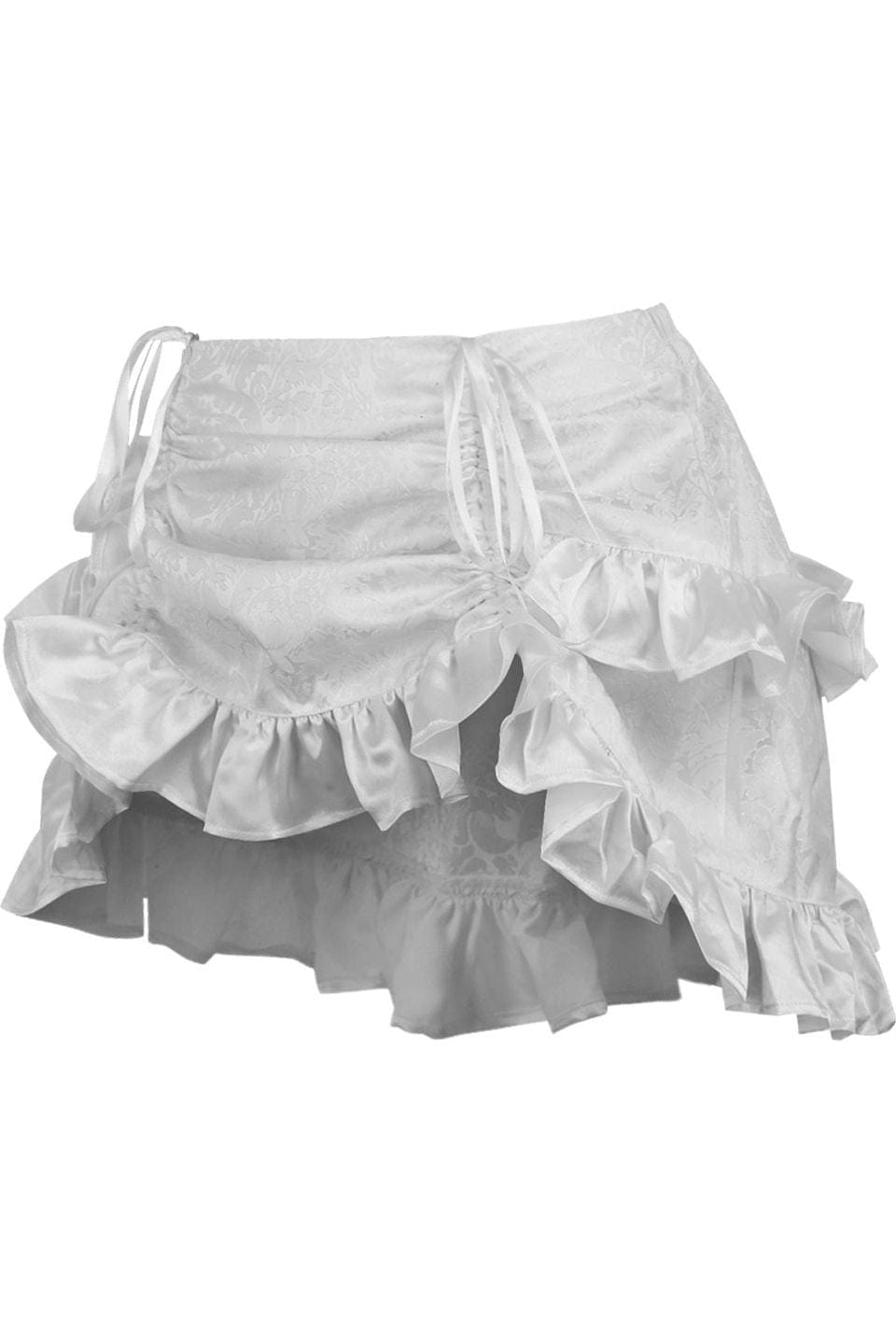 Daisy Corsets White Brocade Ruched Bustle Skirt - Daisy Corsets