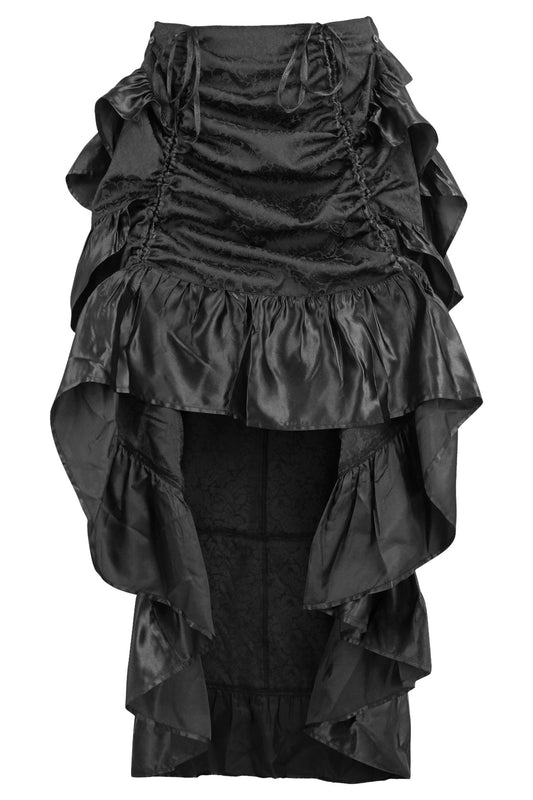 Daisy Corsets Black Brocade Adjustable High Low Bustle Skirt - Daisy Corsets