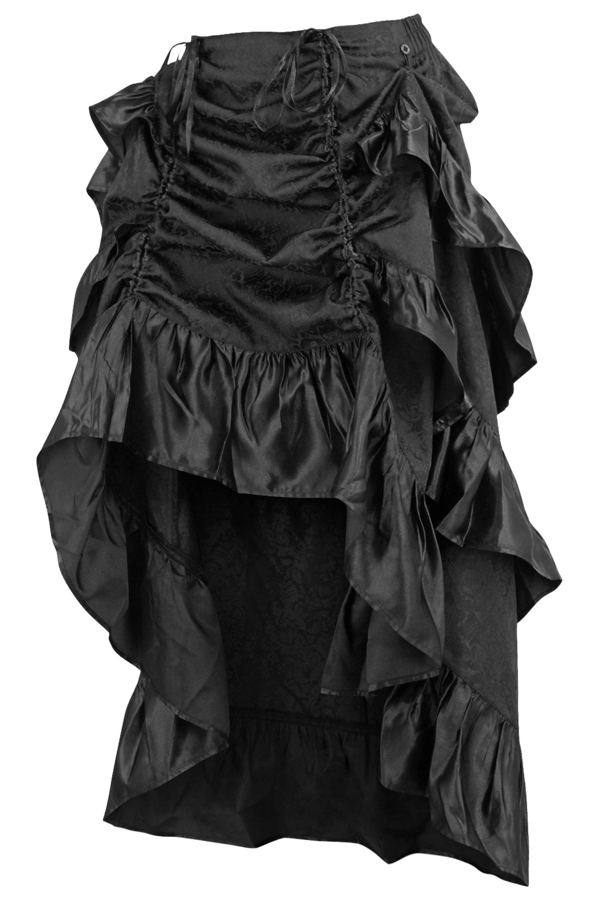 Daisy Corsets Black Brocade Adjustable High Low Bustle Skirt - Daisy Corsets