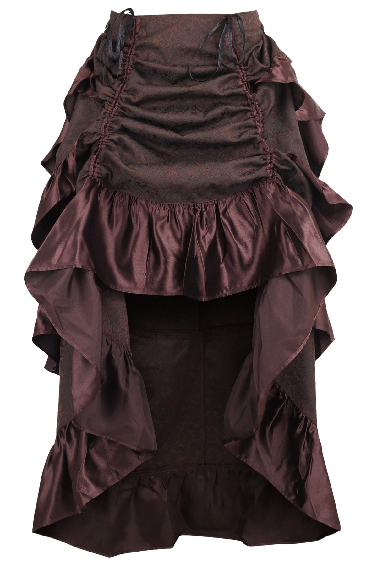 Daisy Corsets Brown Brocade Adjustable High Low Bustle Skirt