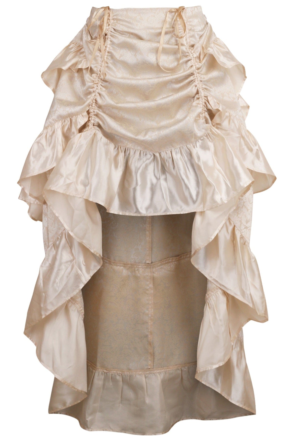 Daisy Corsets Ivory Brocade Adjustable High Low Bustle Skirt - Daisy Corsets