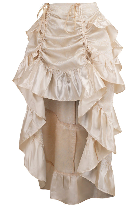 Daisy Corsets Ivory Brocade Adjustable High Low Bustle Skirt - Daisy Corsets