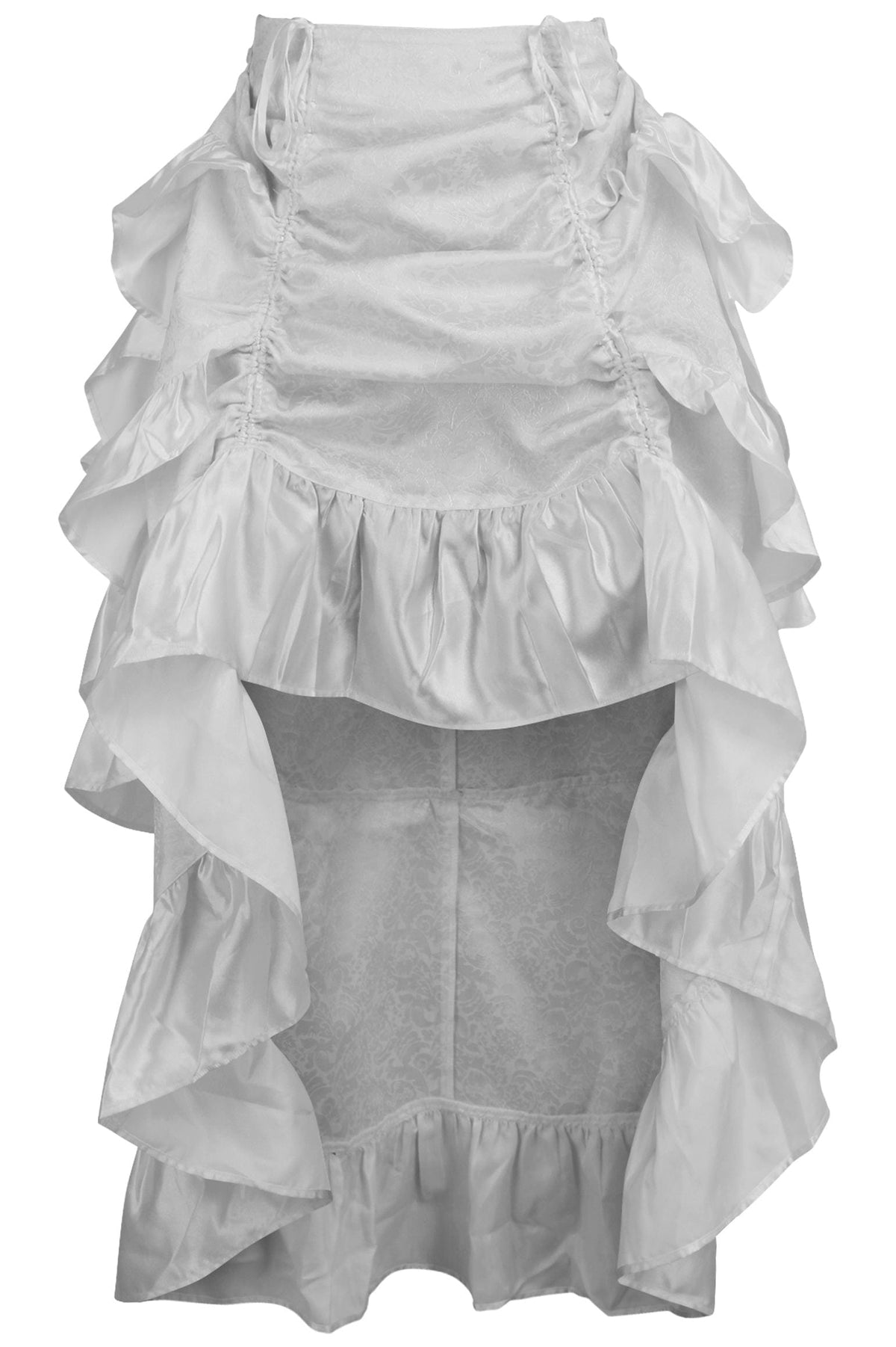 Daisy Corsets White Brocade Adjustable High Low Bustle Skirt