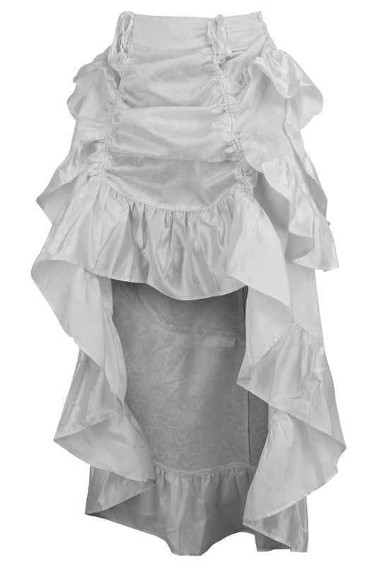 Daisy Corsets White Brocade Adjustable High Low Bustle Skirt