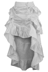 Daisy Corsets White Brocade Adjustable High Low Bustle Skirt - Daisy Corsets