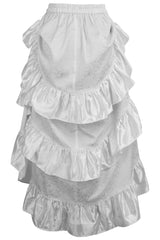 Daisy Corsets White Brocade Adjustable High Low Bustle Skirt - Daisy Corsets