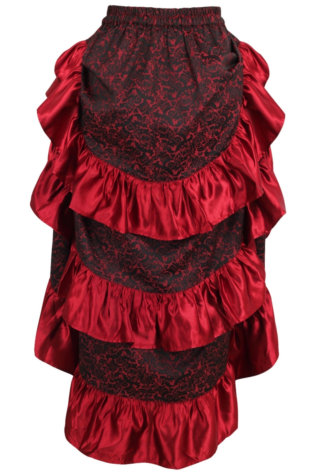 Daisy Corsets Red Brocade Adjustable High Low Bustle Skirt