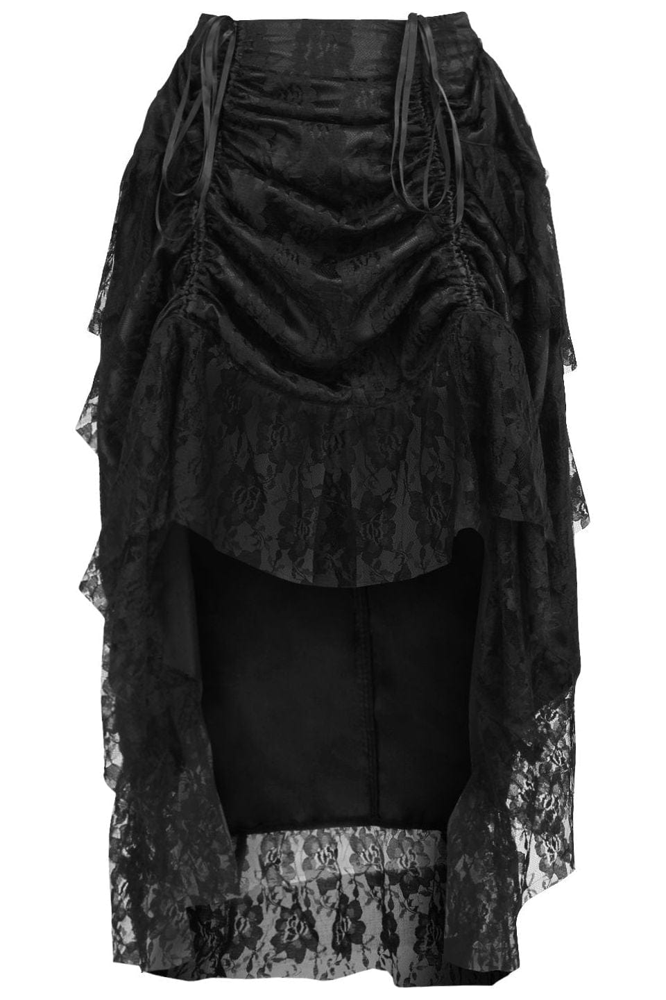 Daisy Corsets Black Lace Adjustable High Low Bustle Skirt - Daisy Corsets