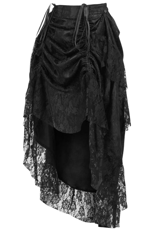 Daisy Corsets Black Lace Adjustable High Low Bustle Skirt - Daisy Corsets