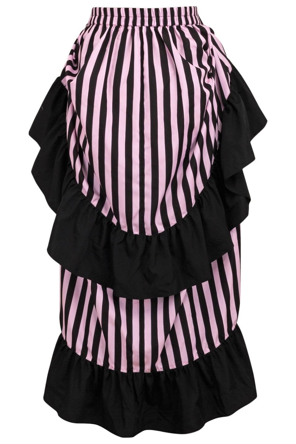 Daisy Corsets Black/Pink Stripe Adjustable High Low Skirt - Daisy Corsets