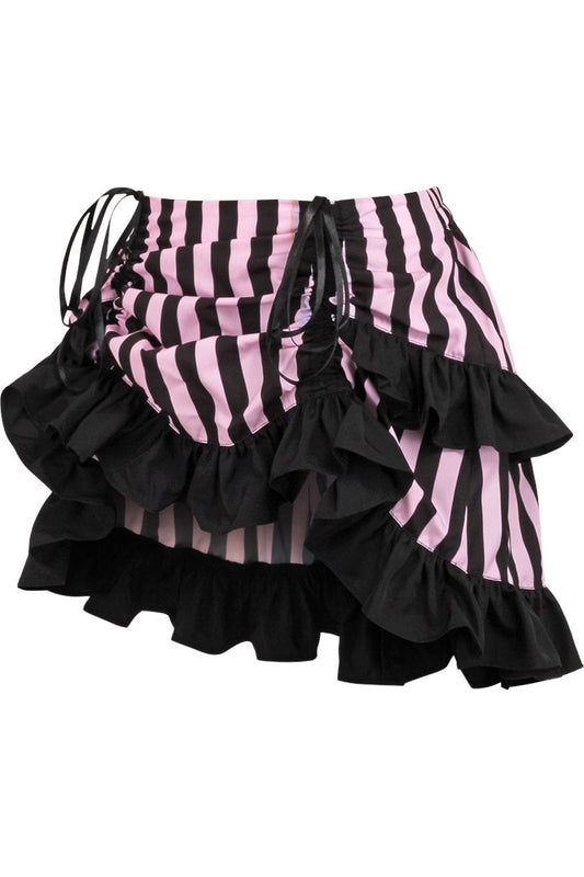 Daisy Corsets Black/Pink Striped Ruched Bustle Skirt