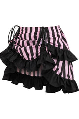 Daisy Corsets Black/Pink Striped Ruched Bustle Skirt