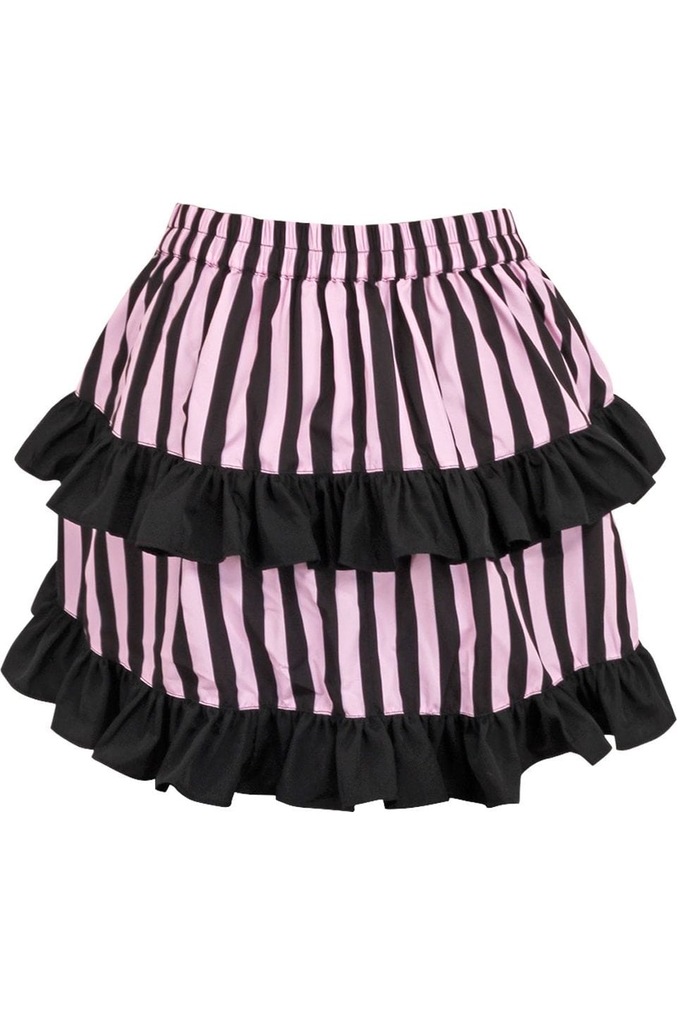 Daisy Corsets Black/Pink Striped Ruched Bustle Skirt - Daisy Corsets