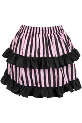 Daisy Corsets Black/Pink Striped Ruched Bustle Skirt