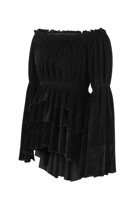 Daisy Corsets Black Velvet Ruffle Dress