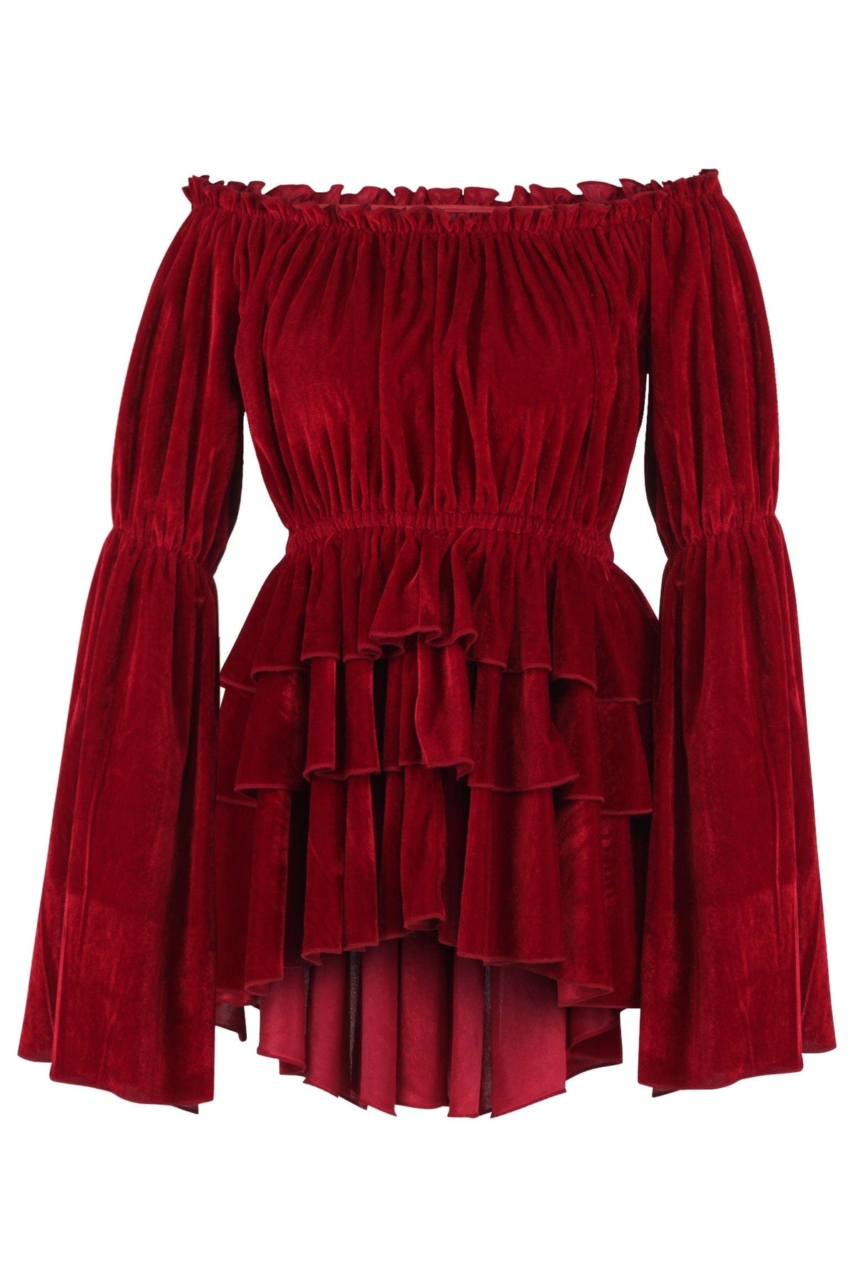 Daisy Corsets Dark Red Velvet Ruffle Dress - Daisy Corsets