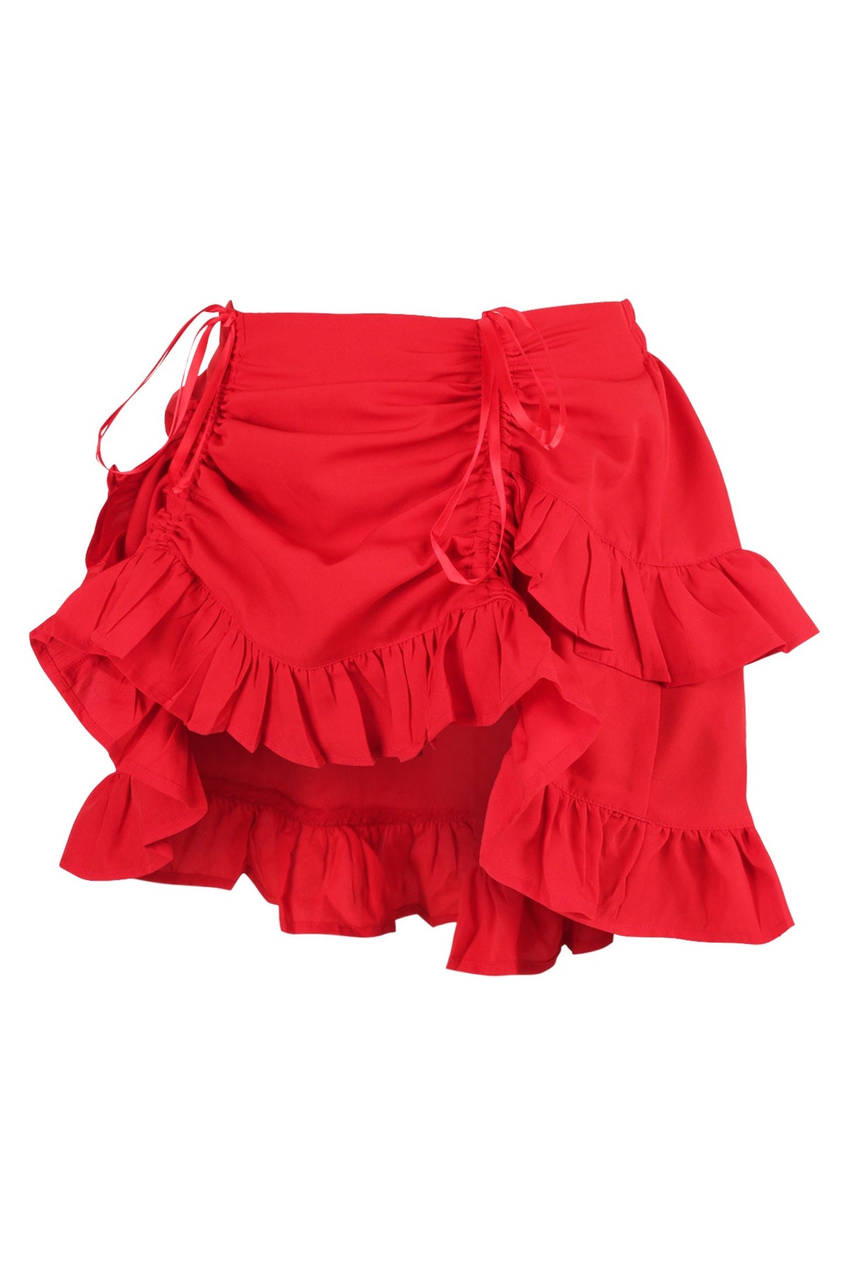 Daisy Corsets Red Crepe Ruched Bustle Skirt