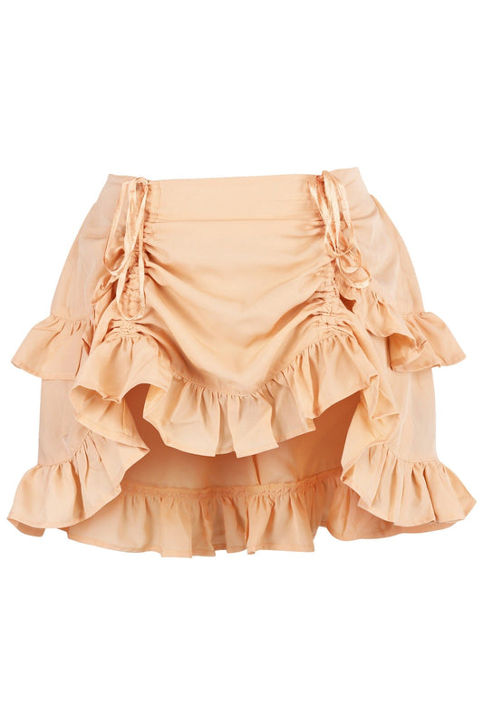 Daisy Corsets Beige Crepe Ruched Bustle Skirt - Daisy Corsets