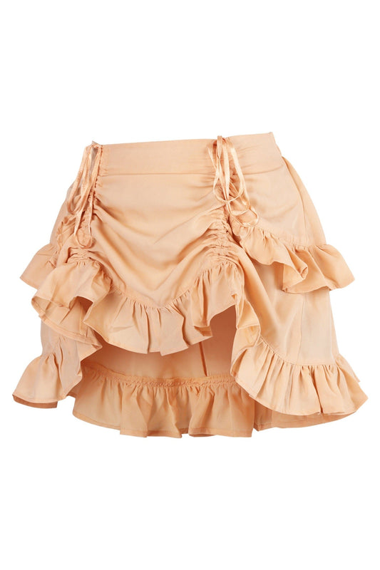 Daisy Corsets Beige Crepe Ruched Bustle Skirt - Daisy Corsets