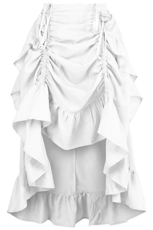 Daisy Corsets White Crepe Adjustable High Low Skirt - Daisy Corsets