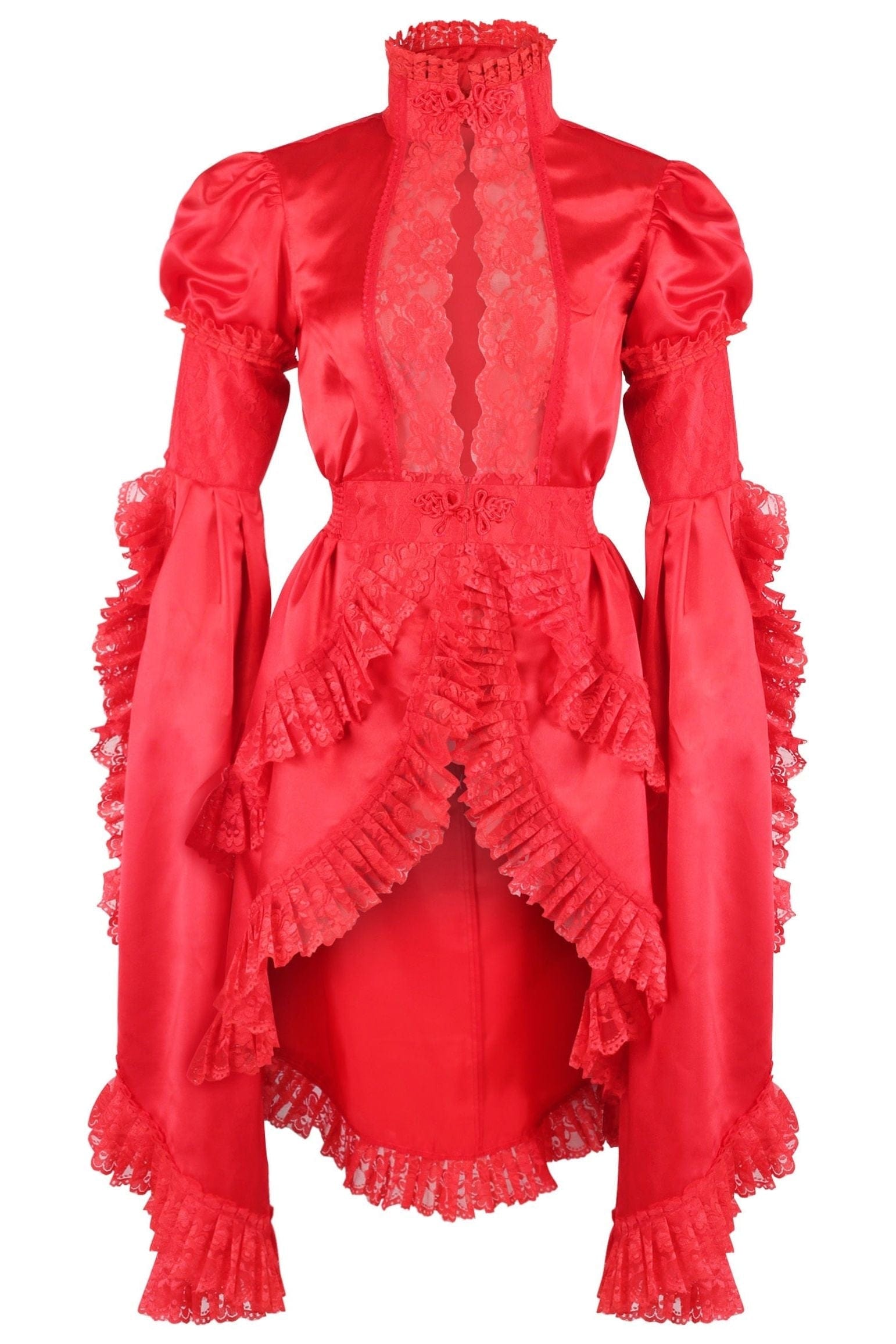 Daisy Corsets Red Satin & Lace Ruffled Jacket