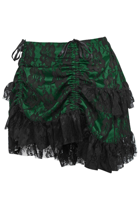 Daisy Corsets Green/Black Lace Ruched Bustle Skirt