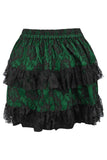 Daisy Corsets Green/Black Lace Ruched Bustle Skirt