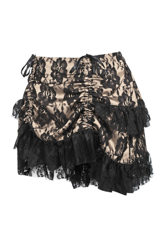 Daisy Corsets Tan/Black Lace Ruched Bustle Skirt