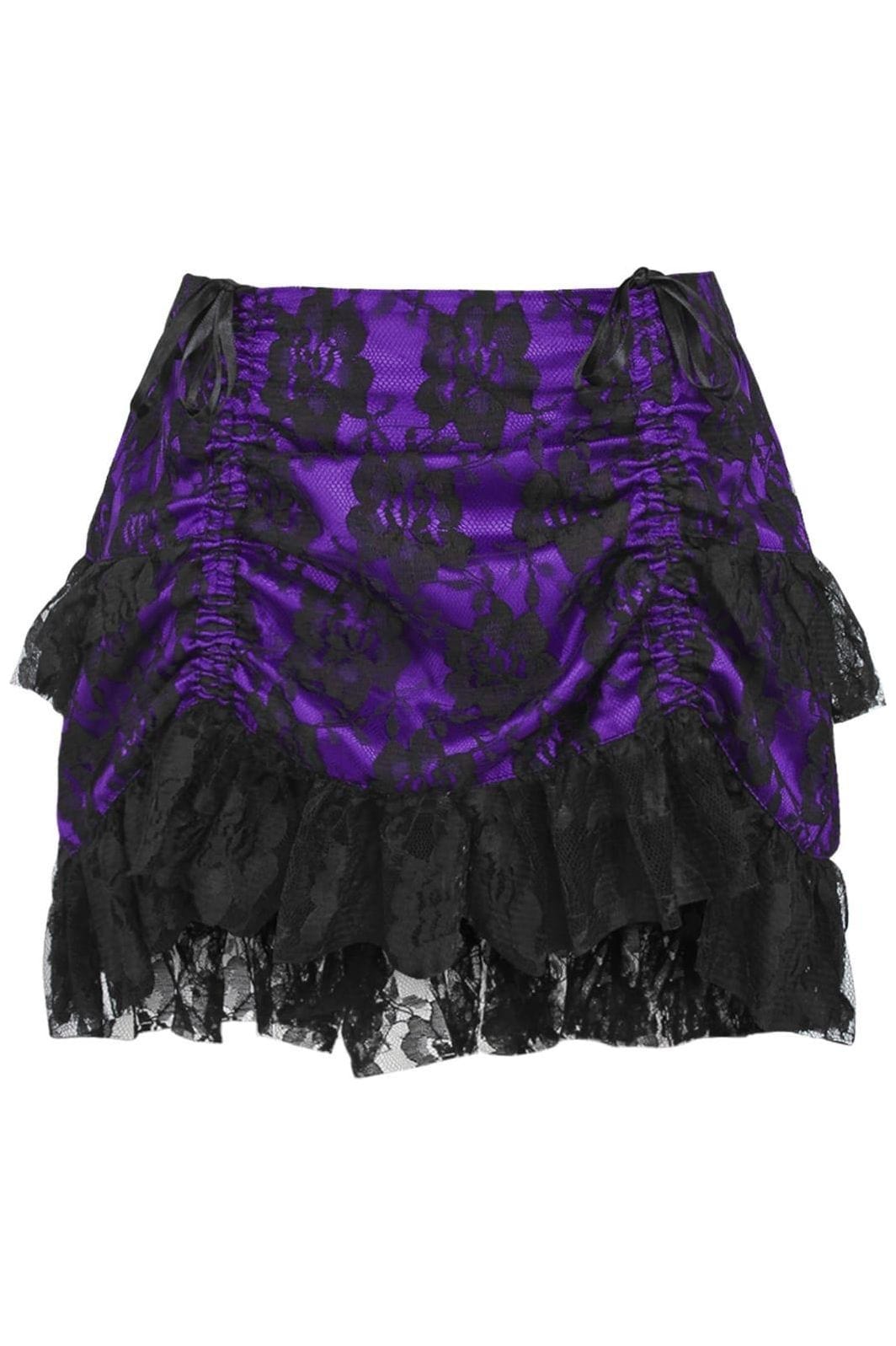 Daisy Corsets Purple/Black Lace Ruched Bustle Skirt