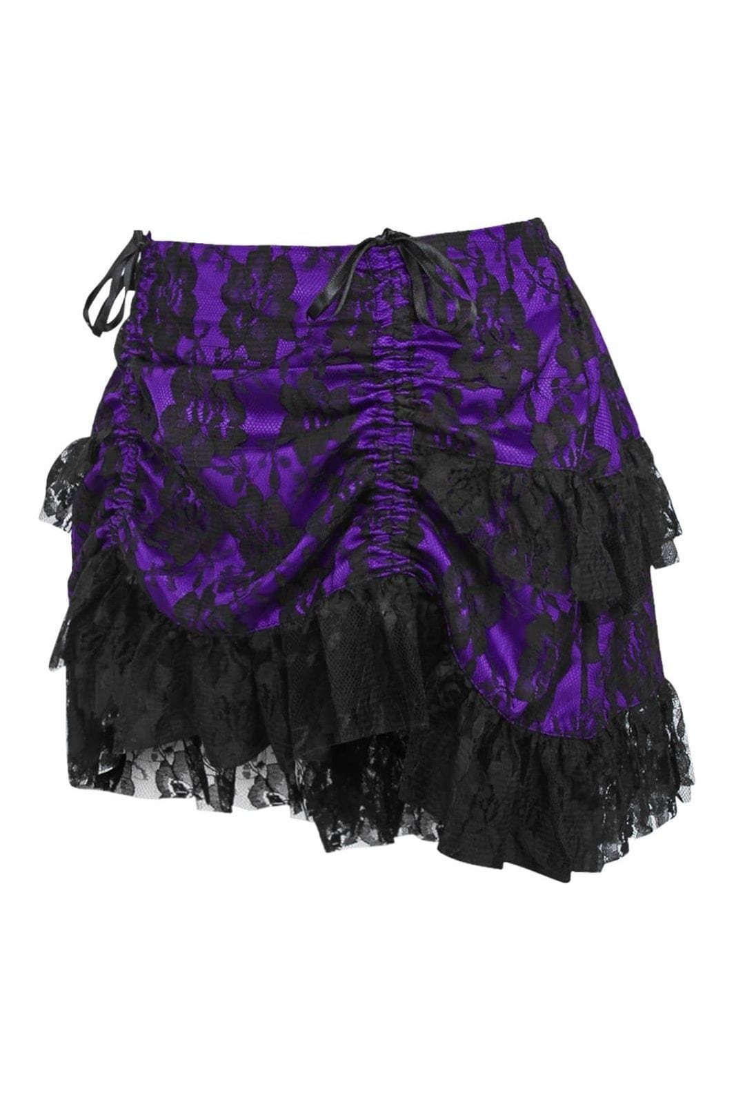 Daisy Corsets Purple/Black Lace Ruched Bustle Skirt