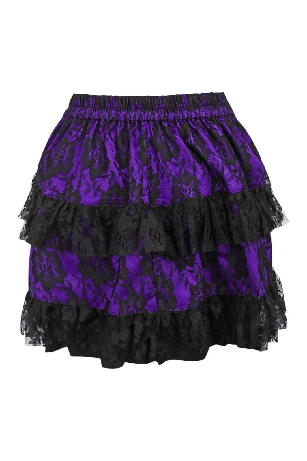 Daisy Corsets Purple/Black Lace Ruched Bustle Skirt