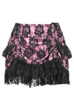 Daisy Corsets Pink/Black Lace Ruched Bustle Skirt