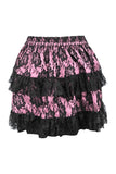 Daisy Corsets Pink/Black Lace Ruched Bustle Skirt