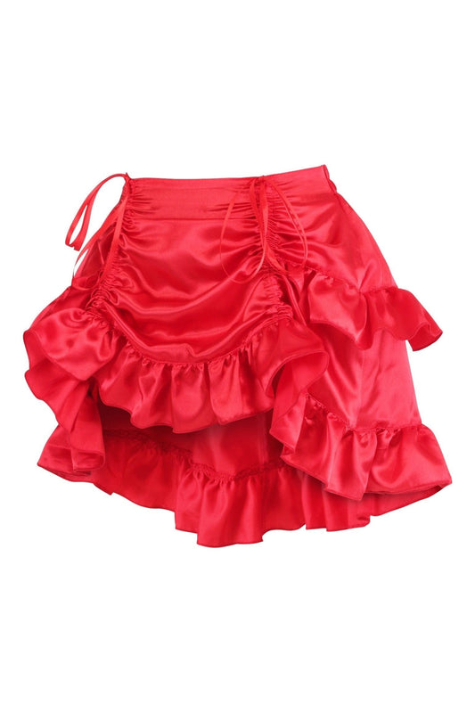 Daisy Corsets Red Satin Ruched Bustle Skirt