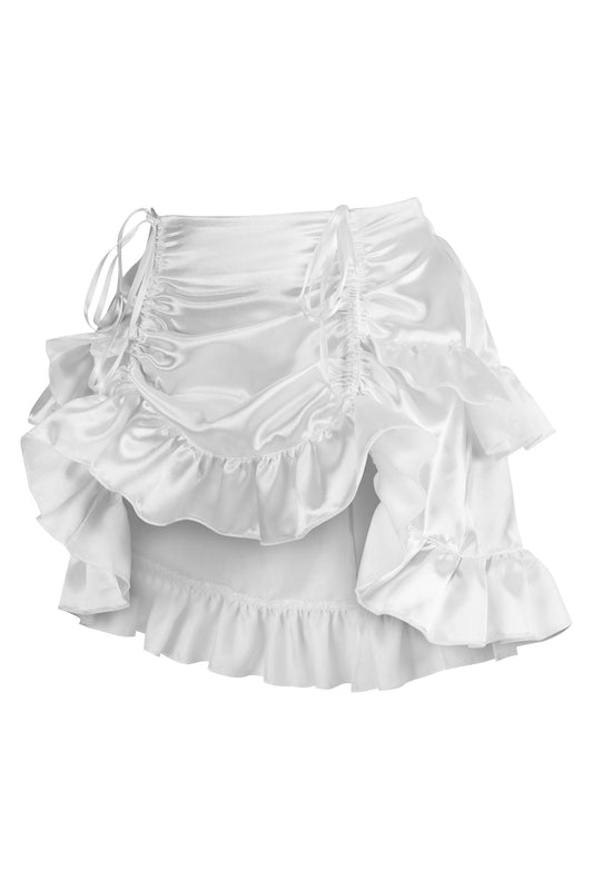 Daisy Corsets White Satin Ruched Bustle Skirt