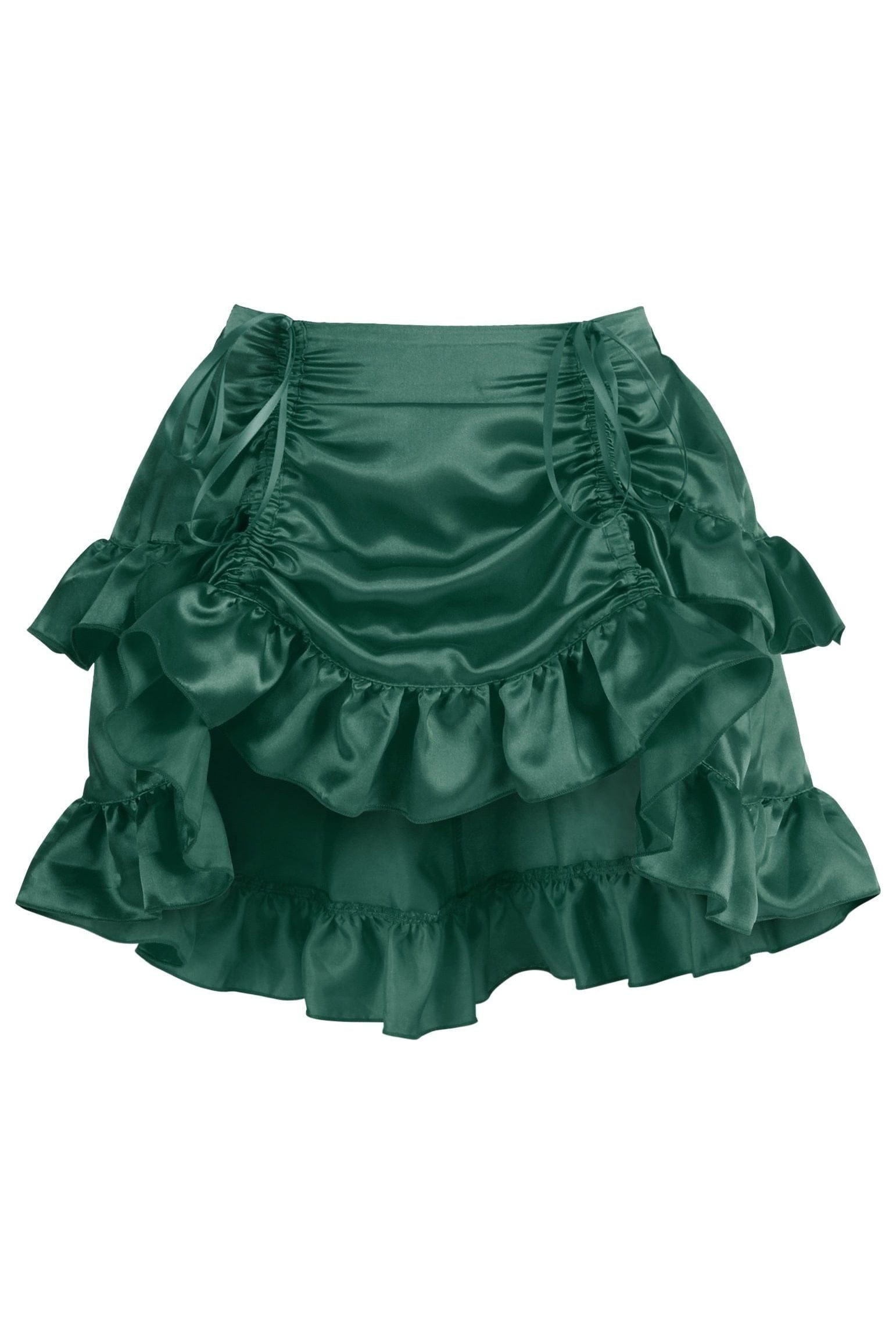 Daisy Corsets Dark Green Satin Ruched Bustle Skirt