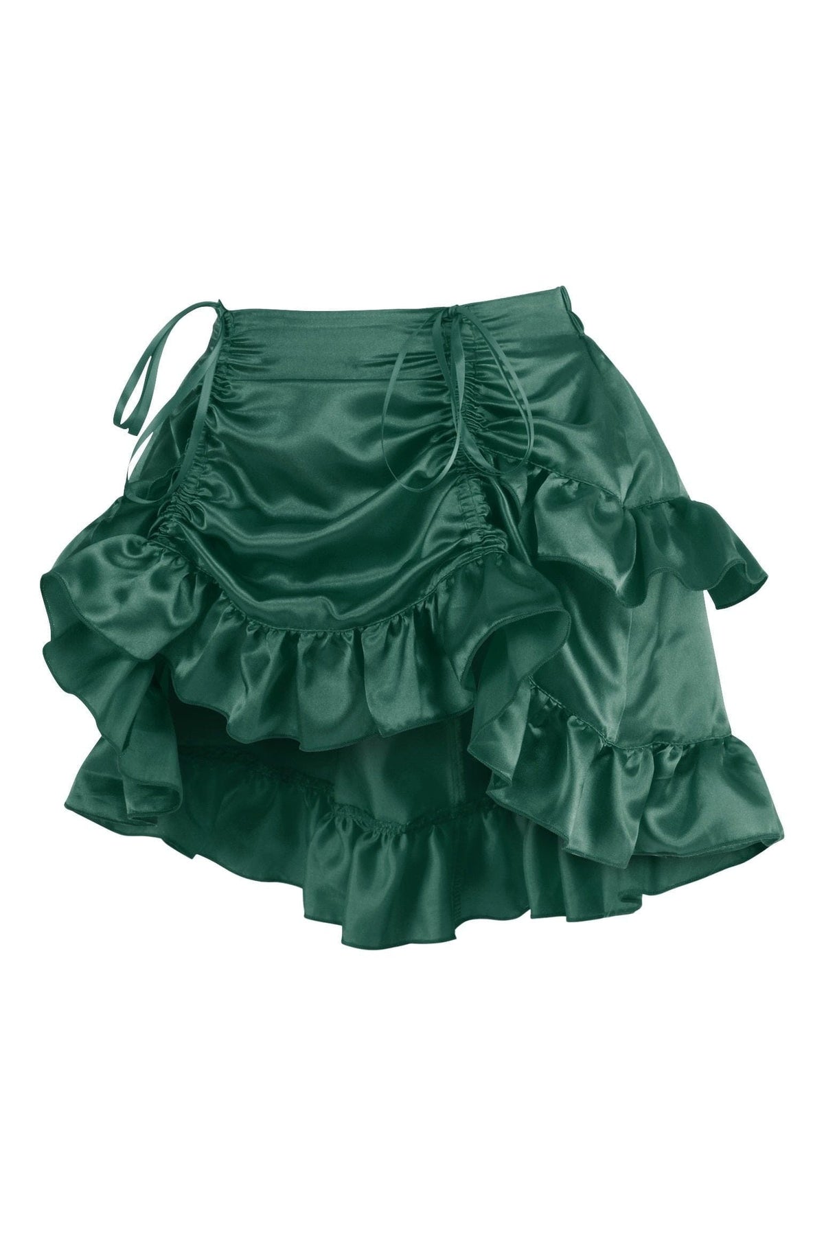 Daisy Corsets Dark Green Satin Ruched Bustle Skirt