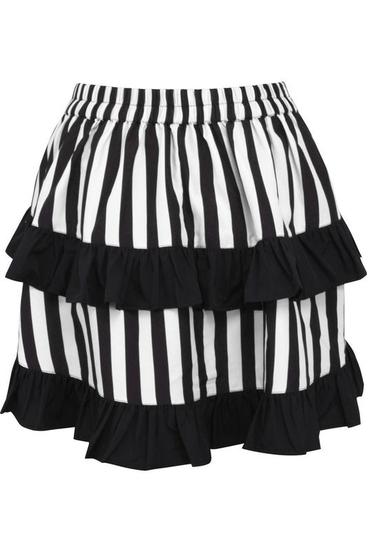 Daisy Corsets White/Black Striped Ruched Bustle Skirt