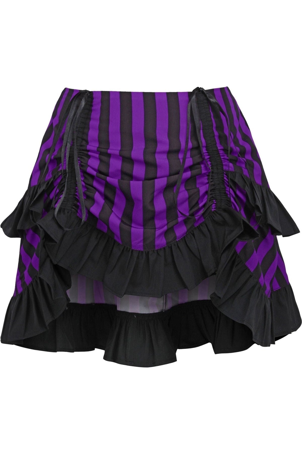 Daisy Corsets Purple/Black Striped Ruched Bustle Skirt