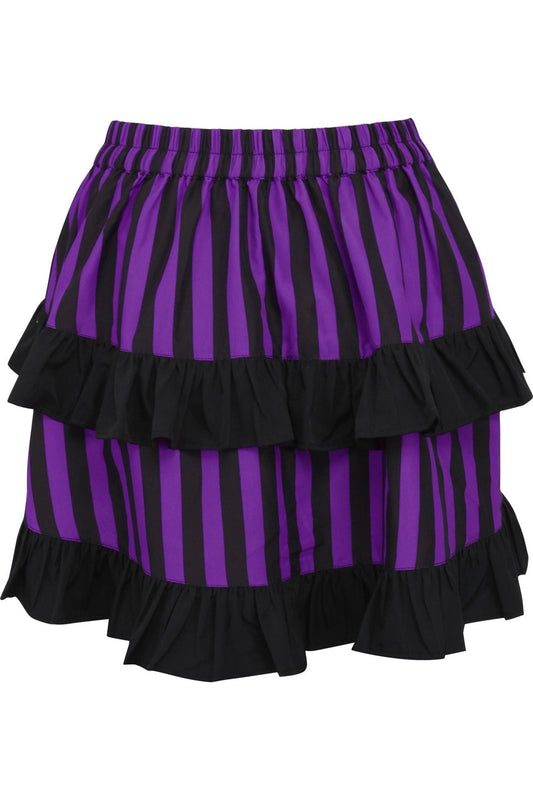 Daisy Corsets Purple/Black Striped Ruched Bustle Skirt