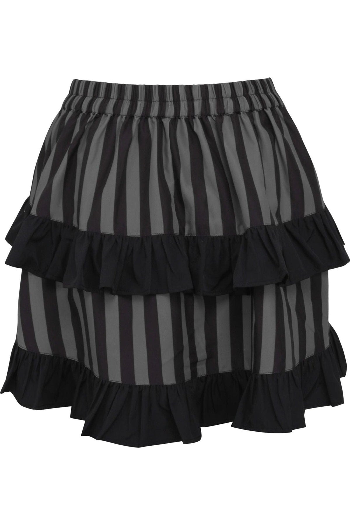 Daisy Corsets Grey/Black Striped Ruched Bustle Skirt - Daisy Corsets